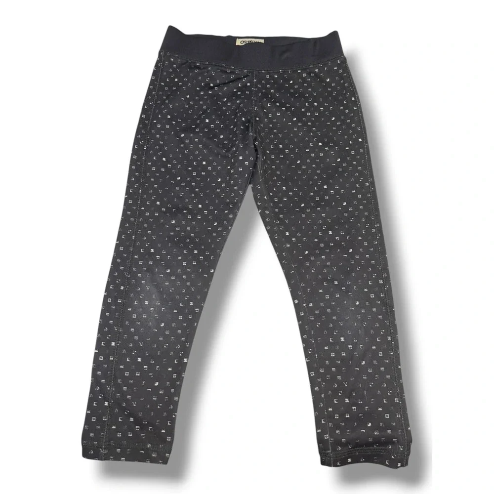 OshKosh B'gosh Black White Geometric Print Leggings Girls Size 6 Stretch Pants